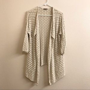 J. Jill Cotton Crochet Open Knit Cardigan In Beige